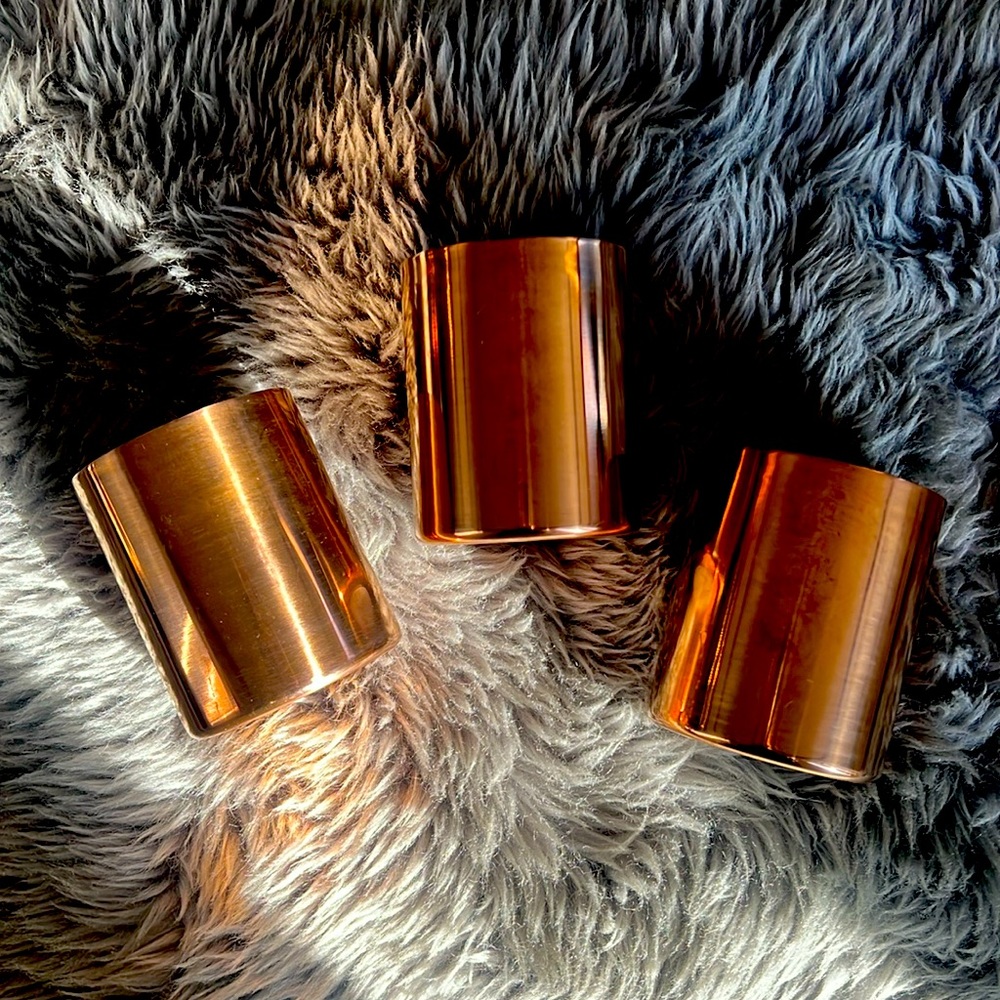 GORGEOUS ROSE GOLD/COPPER CANDLE OR PLANT HOLDERS - SET OF 3